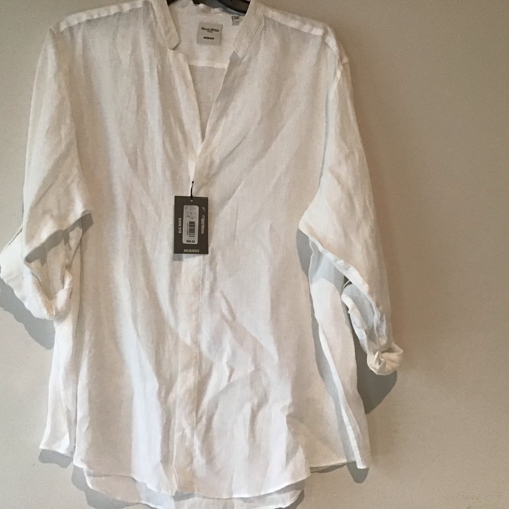 Murano NWT $89.50 Shirt 2XB White 100% Linen Washable